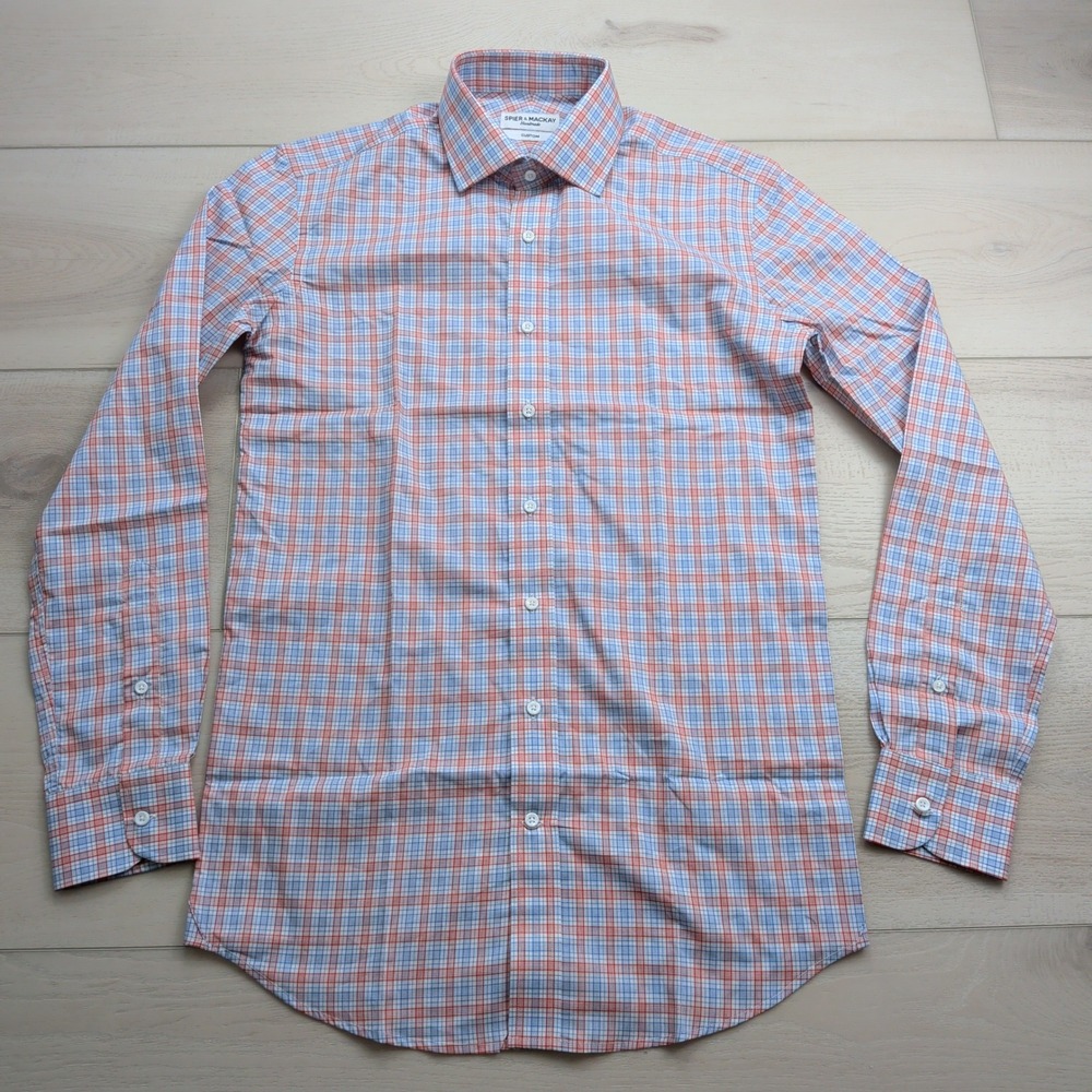 NEW Spier & Mackay Handmade Custom Dress Shirt Mens 15.5 34 Slim Fit Plaid
